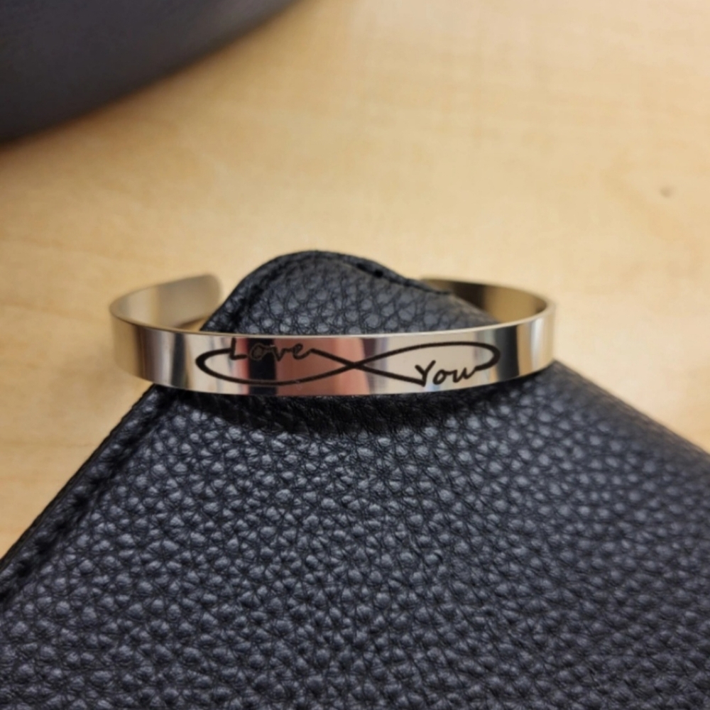 Stainless Steel Love You Cuff Bracelet by pink box